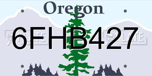 6FHB427 Oregon License Plate
