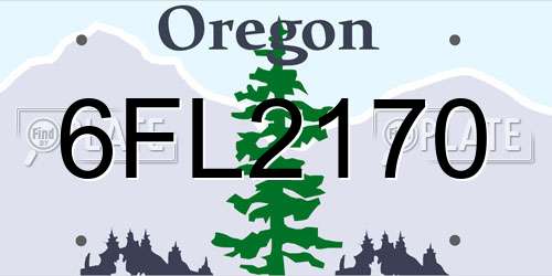 6FL2170 Oregon License Plate