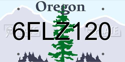 6FLZ120 Oregon License Plate