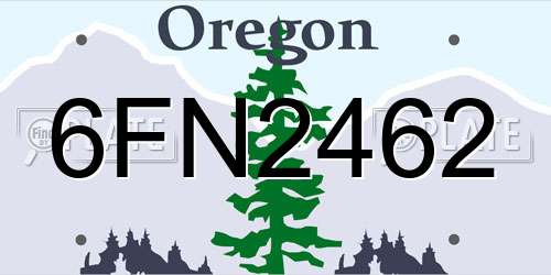 6FN2462 Oregon License Plate