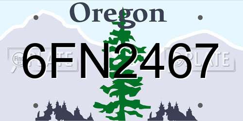 6FN2467 Oregon License Plate