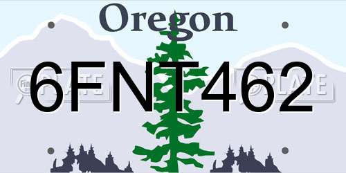 6FNT462 Oregon License Plate