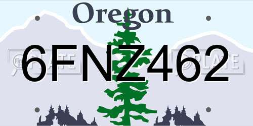 6FNZ462 Oregon License Plate