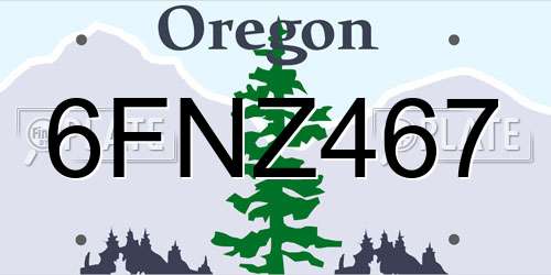 6FNZ467 Oregon License Plate