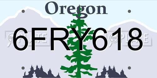6FRY618 Oregon License Plate