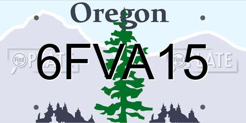 6FVA15 Oregon License Plate