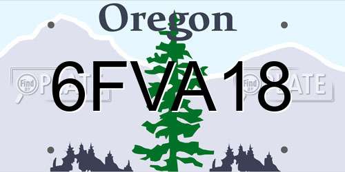 6FVA18 Oregon License Plate
