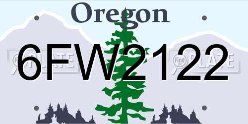 6FW2122 Oregon License Plate