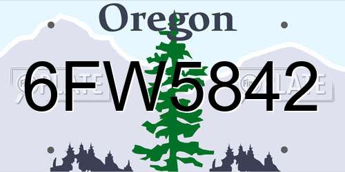 6FW5842 Oregon License Plate