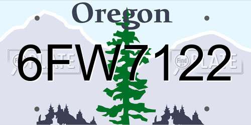 6FW7122 Oregon License Plate