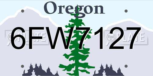 6FW7127 Oregon License Plate