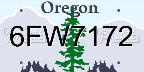 6FW7172 Oregon License Plate