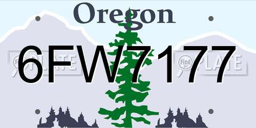 6FW7177 Oregon License Plate