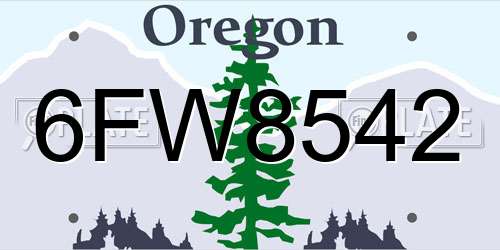 6FW8542 Oregon License Plate