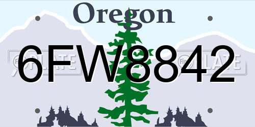 6FW8842 Oregon License Plate