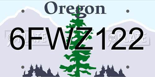 6FWZ122 Oregon License Plate