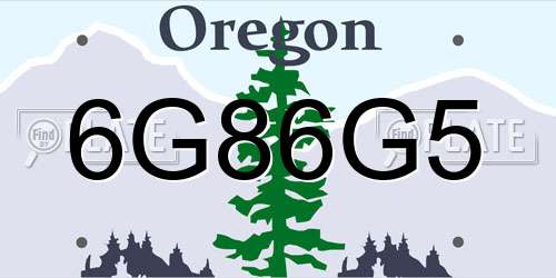 6G86G5 Oregon License Plate