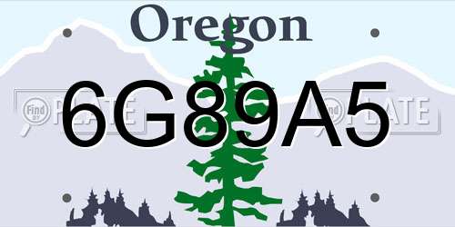 6G89A5 Oregon License Plate