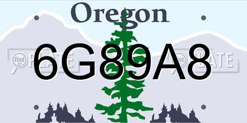 6G89A8 Oregon License Plate