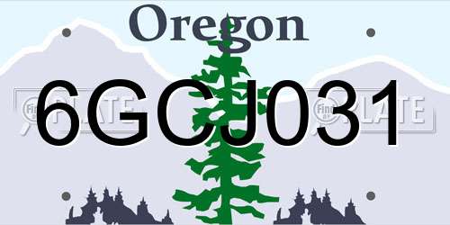 6GCJ031 Oregon License Plate