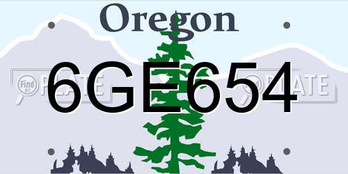 6GE654 Oregon License Plate