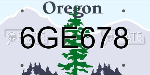 6GE678 Oregon License Plate