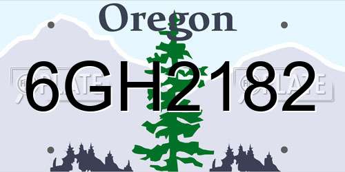 6GH2182 Oregon License Plate