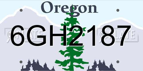 6GH2187 Oregon License Plate