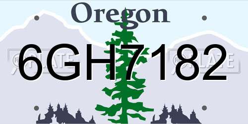 6GH7182 Oregon License Plate