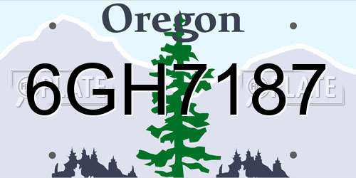 6GH7187 Oregon License Plate