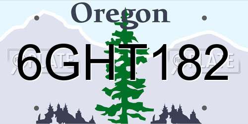6GHT182 Oregon License Plate