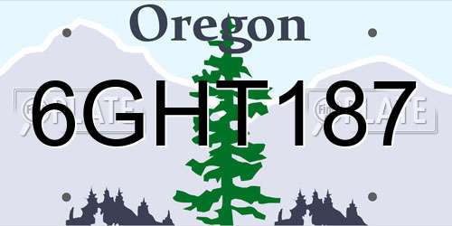 6GHT187 Oregon License Plate