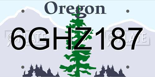 6GHZ187 Oregon License Plate