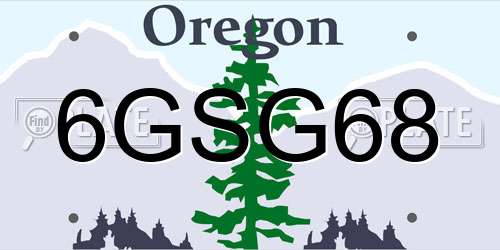 6GSG68 Oregon License Plate