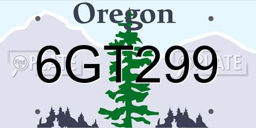 6GT299 Oregon License Plate