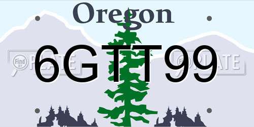 6GTT99 Oregon License Plate