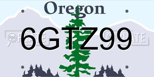 6GTZ99 Oregon License Plate