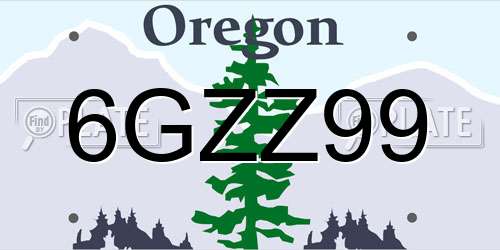 6GZZ99 Oregon License Plate