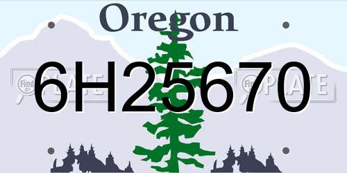 6H25670 Oregon License Plate