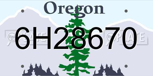 6H28670 Oregon License Plate