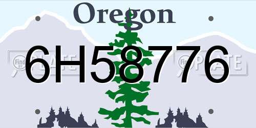 6H58776 Oregon License Plate