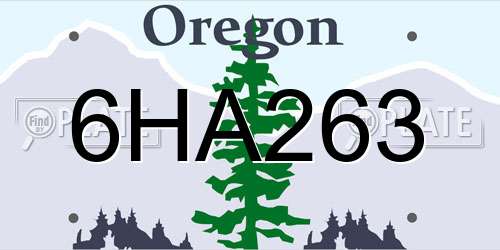 6HA263 Oregon License Plate