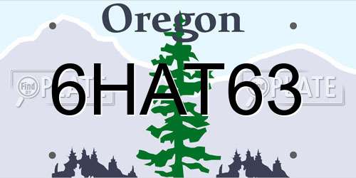6HAT63 Oregon License Plate