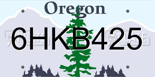 6HKB425 Oregon License Plate