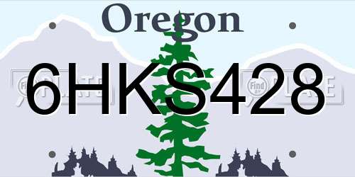 6HKS428 Oregon License Plate