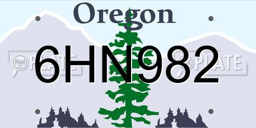 6HN982 Oregon License Plate