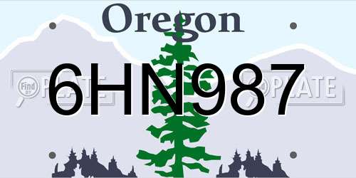 6HN987 Oregon License Plate
