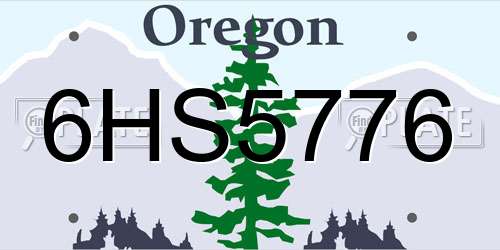 6HS5776 Oregon License Plate
