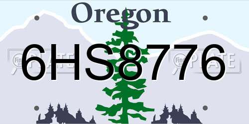 6HS8776 Oregon License Plate