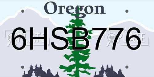 6HSB776 Oregon License Plate